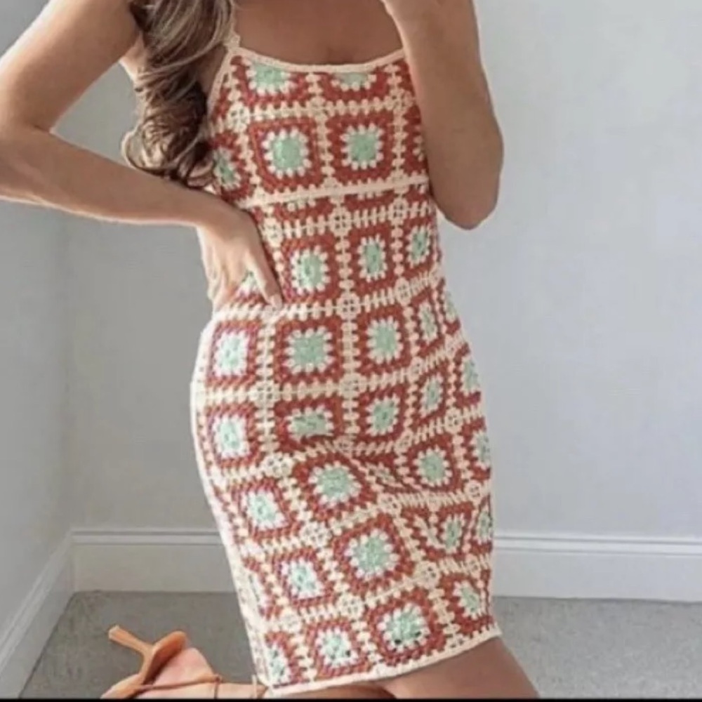 willow & wind crochet tank dress ivory multi women's size XS NWT *M2
